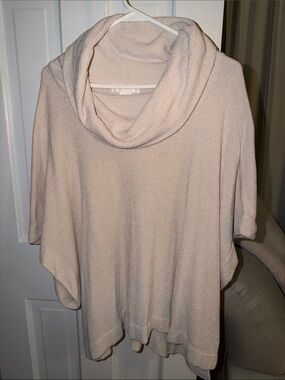 Barefoot Dreams Cream Cowl Neck Cozy Poncho Sweater